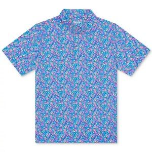 Men's The Spade Tailored Fit Short Sleeve Printed Performance Polo Shirt Large